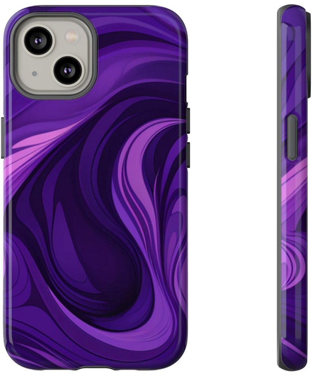 Paarse Abstracte Golfpatroon – Telefoonhoesje Geschikt voor iPhone 14
