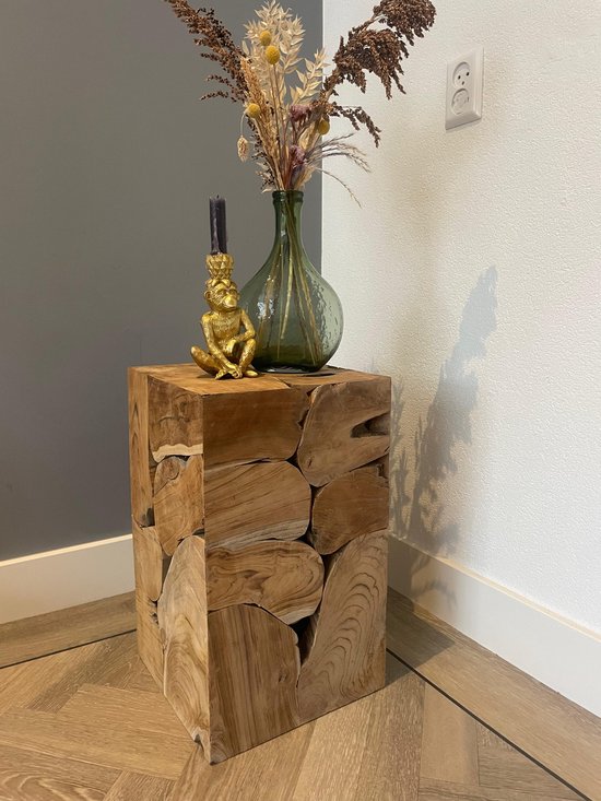 Table d'appoint/pot de fleurs en bois de teck 30x30x50cm