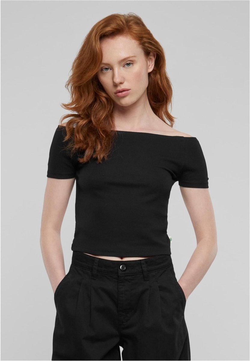 Urban Classics Organic Rib Off shoulder top XXL Zwart