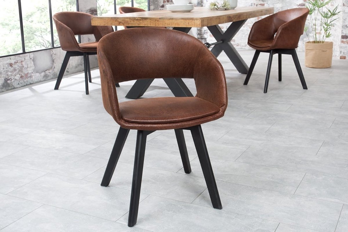 Invicta Interior Design stoel NORDIC STAR antiek bruin houten poten - 43422 Zie omschrijving