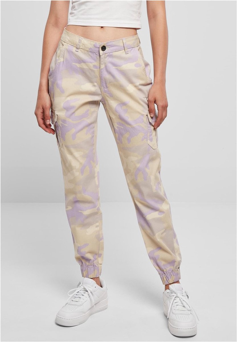 Urban Classics High Waist Camo Cargobroek Taille 29 inch Paars