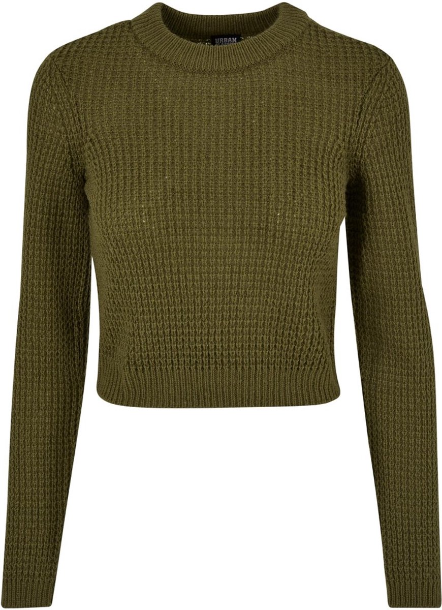 Urban Classics Short waffle Sweater/trui 3XL Olijfgroen