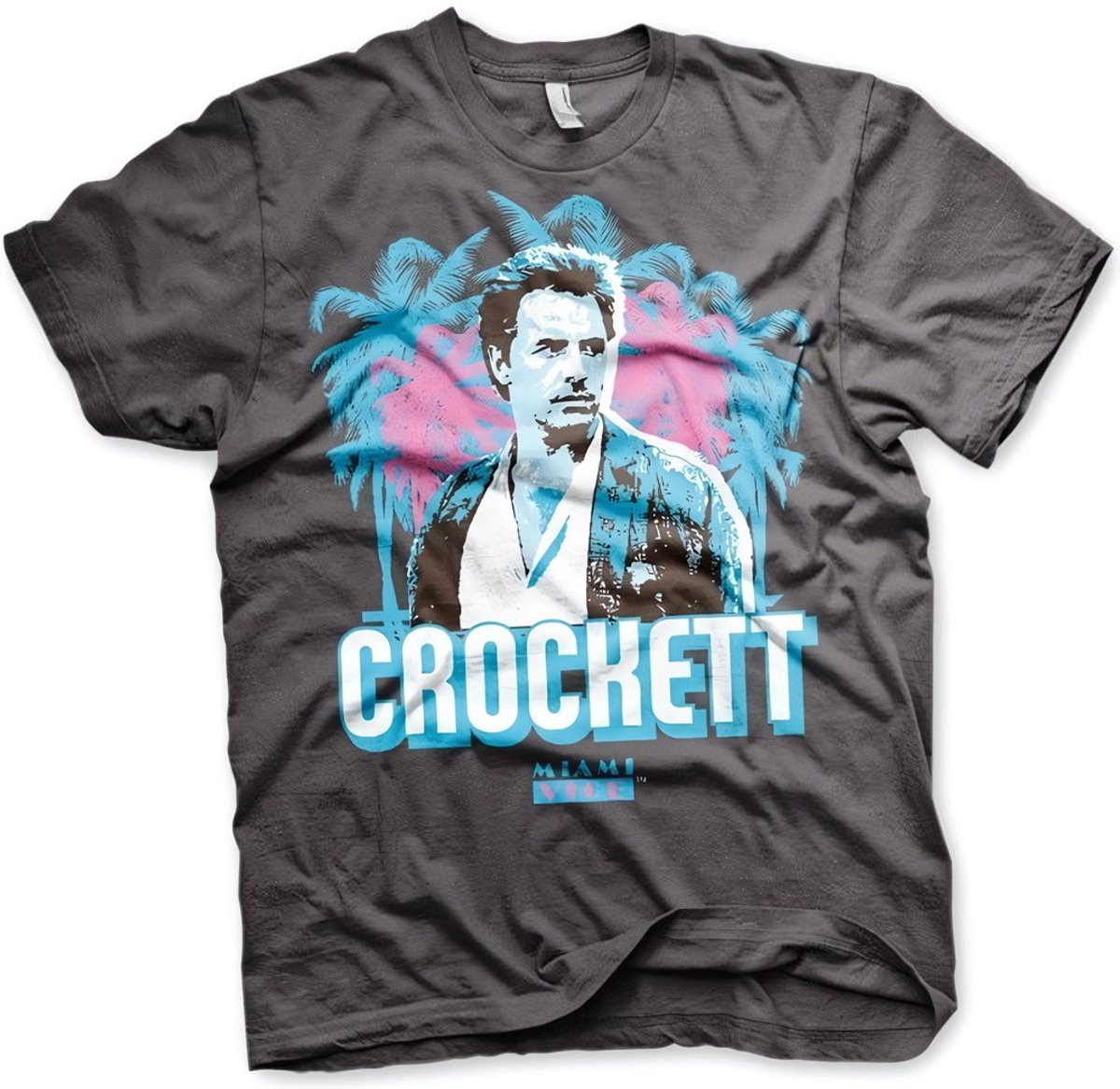 Miami Vice Crockett Palms T-Shirt Dark-Grey-L