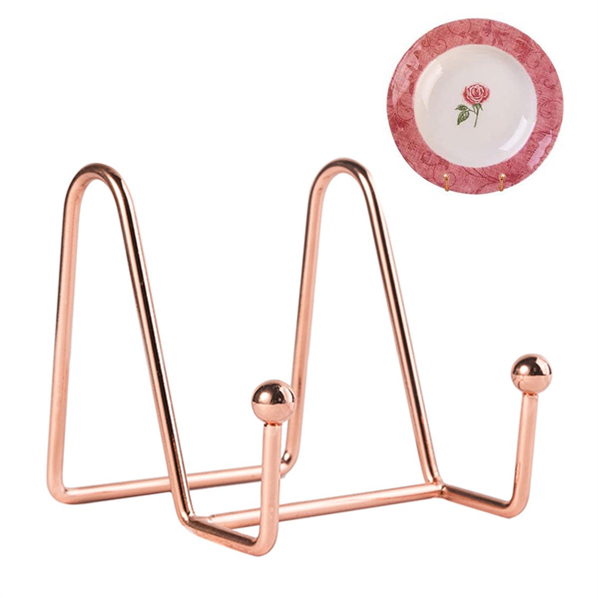 Peysaitr - Metalen displaystandaard - bordenrek - Decoratie standaard voor borden, foto’s en boeken - desktop kunst - Roze goud - 8x8cm - 4 stuks