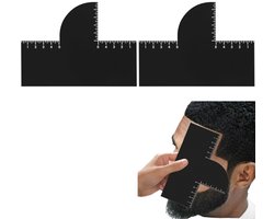 2 artikelen - Tondeuse - Haarlijnstyler - Haarlijnvormgereedschap - Stylingkaarten - Baardaccessoires - Met meetindicator - Zwart - Voor kappersaccessoires