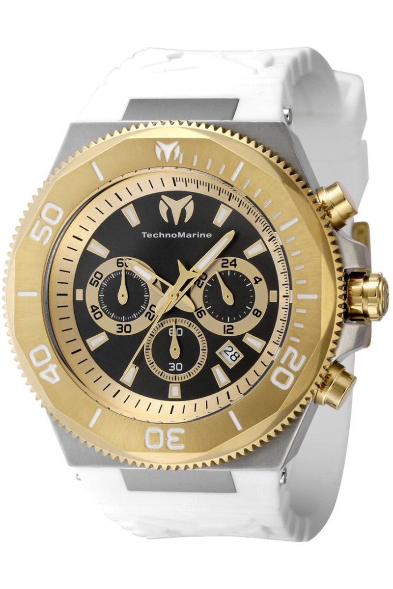 TechnoMarine Manta - Ocean TM-224019 Heren Horloge - Waterdicht - Analoog - Quartz Uurwerk - Roestvrij Staal met zwarte Wijzerplaat - 49mm
