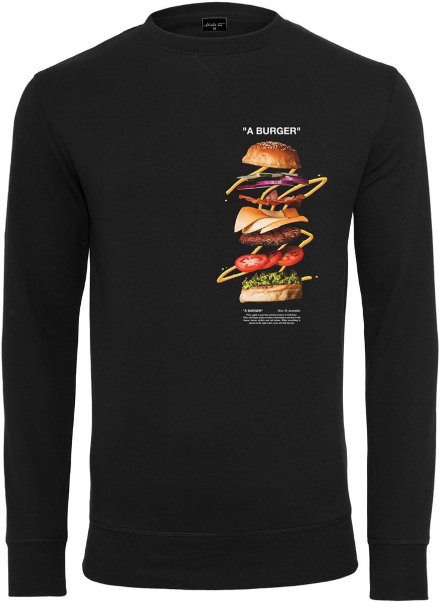 Mister Tee A Burger Crewneck sweater/trui L Zwart