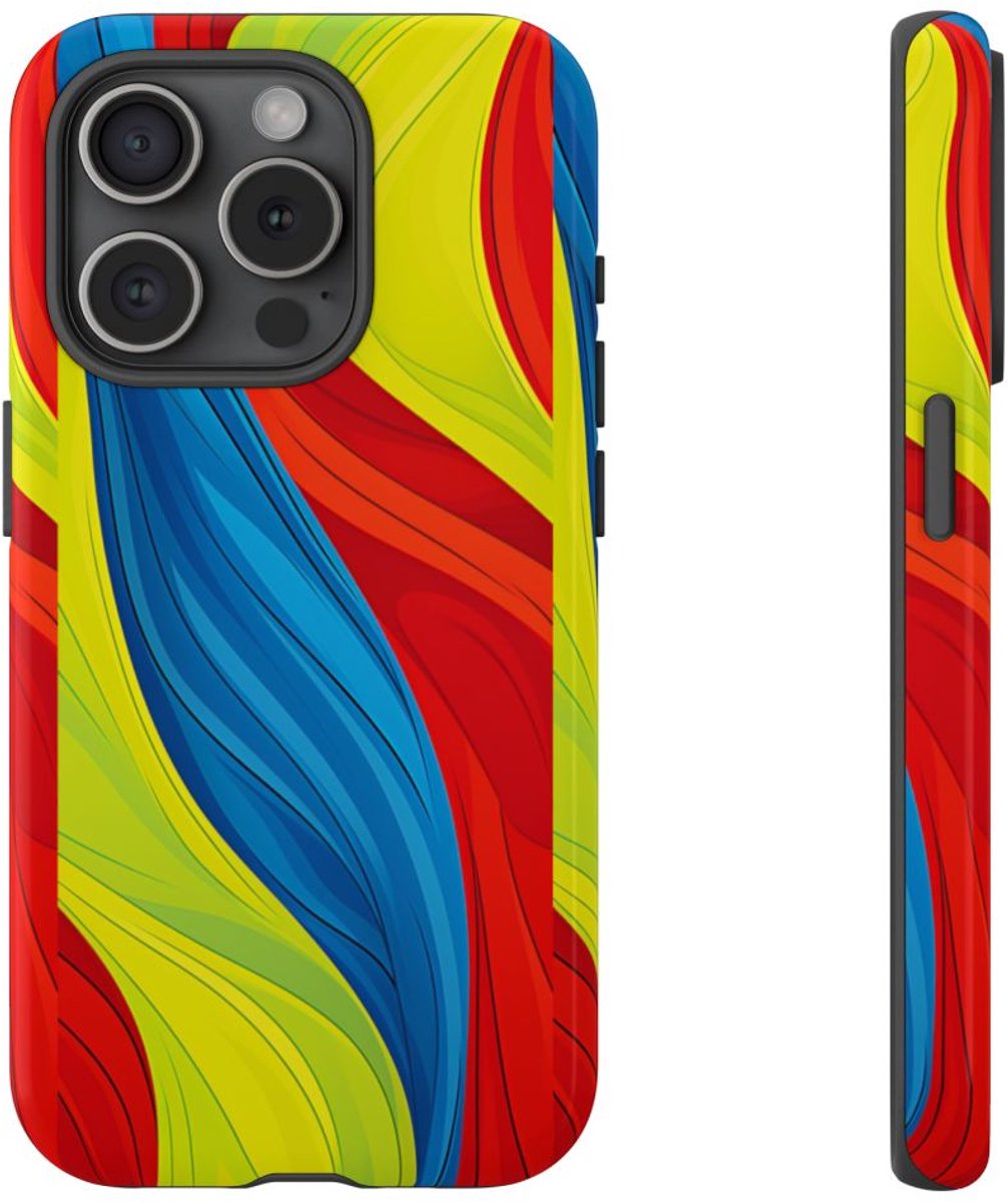 Kleurrijk Abstract Golfpatroon – Telefoonhoesje Geschikt voor iPhone 15 Pro