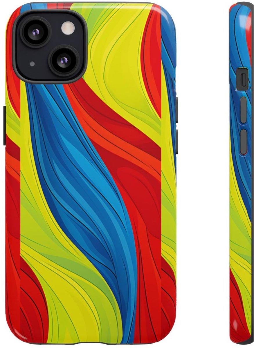 Kleurrijk Abstract Golfpatroon – Telefoonhoesje Geschikt voor iPhone 13