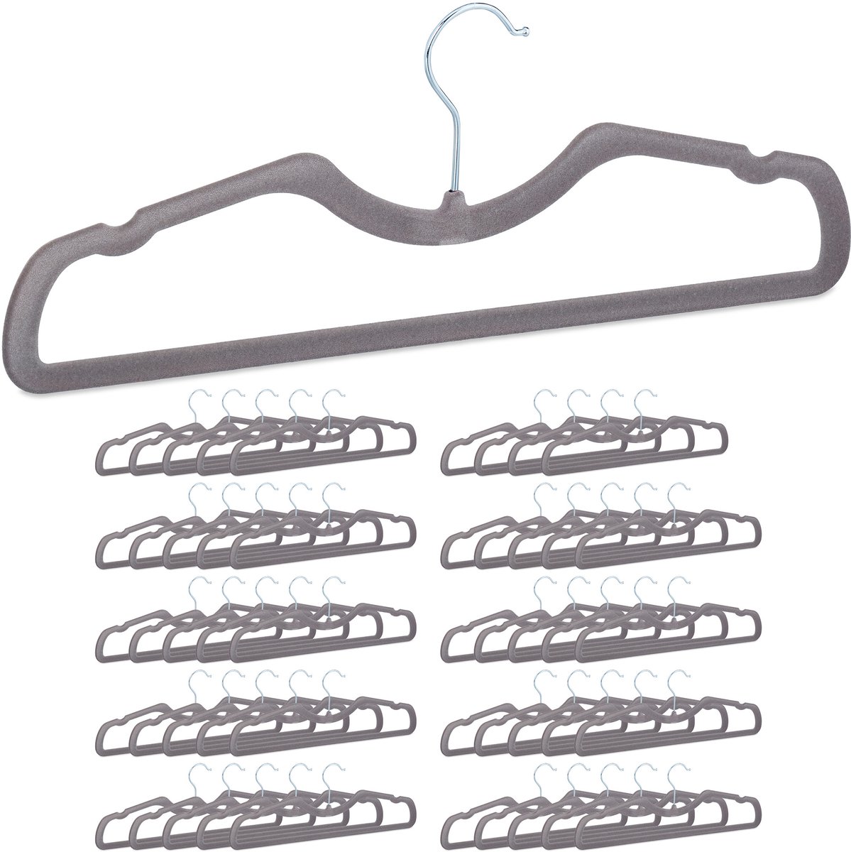 150x kledinghangers dun - kleerhangers fluweel - klerenhangers - grijs