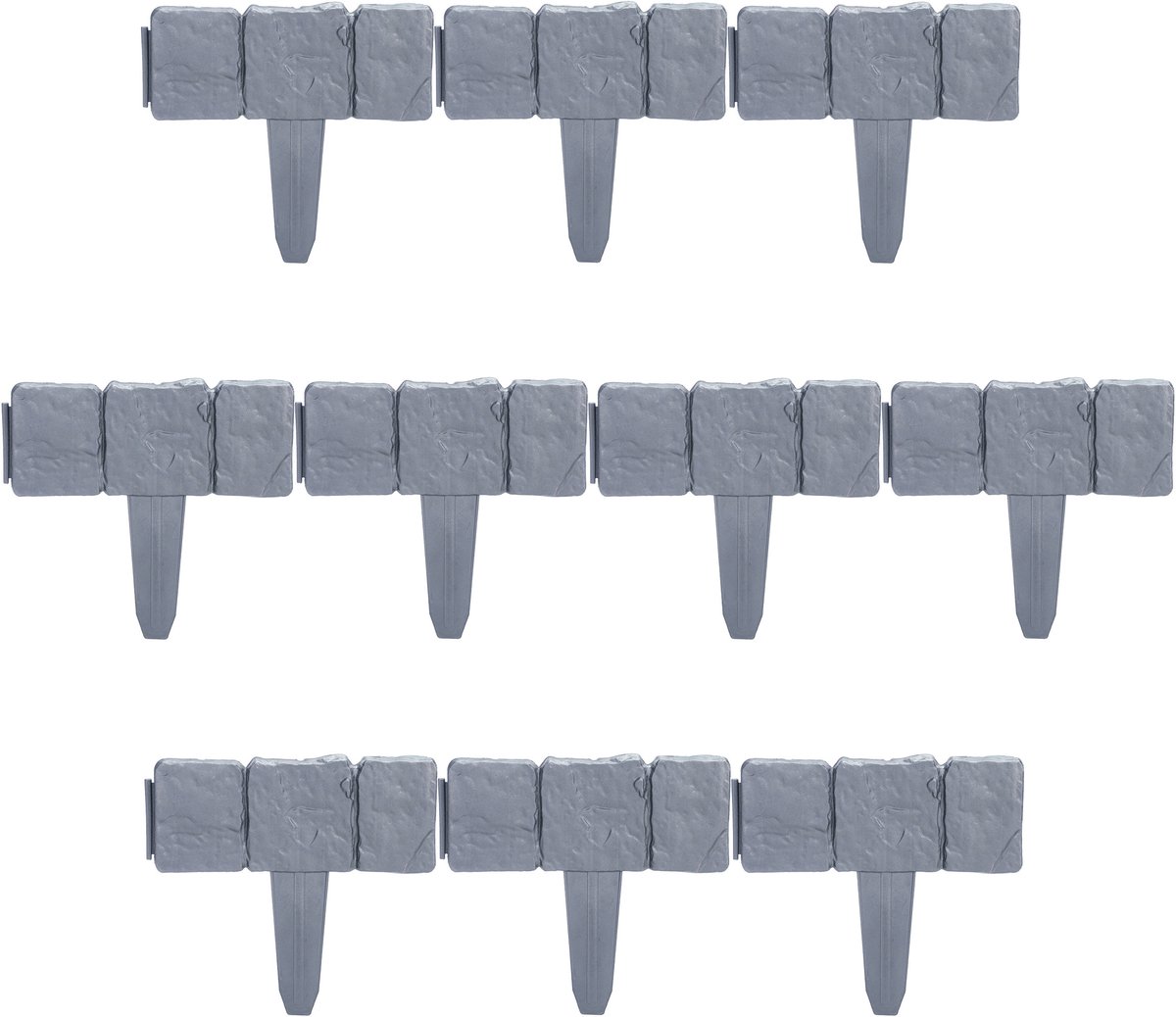 100x borderrand - tuinrand - steenlook - 30 cm hoog - kunststof - grijs