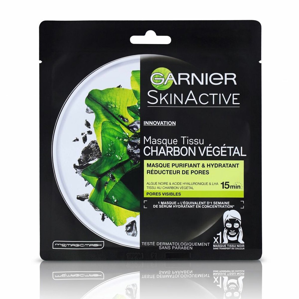 Garnier SkinActive Tissue Gezichtsmasker Pure Charcoal - 3 x - Voordeelverpakking