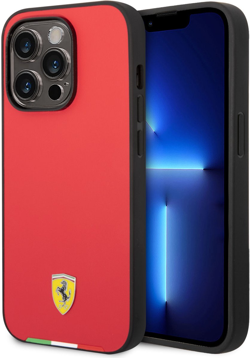 Ferrari Back cover voor iPhone 14 Pro - Rood - Schokabsorberend - Verhoogde cameraring