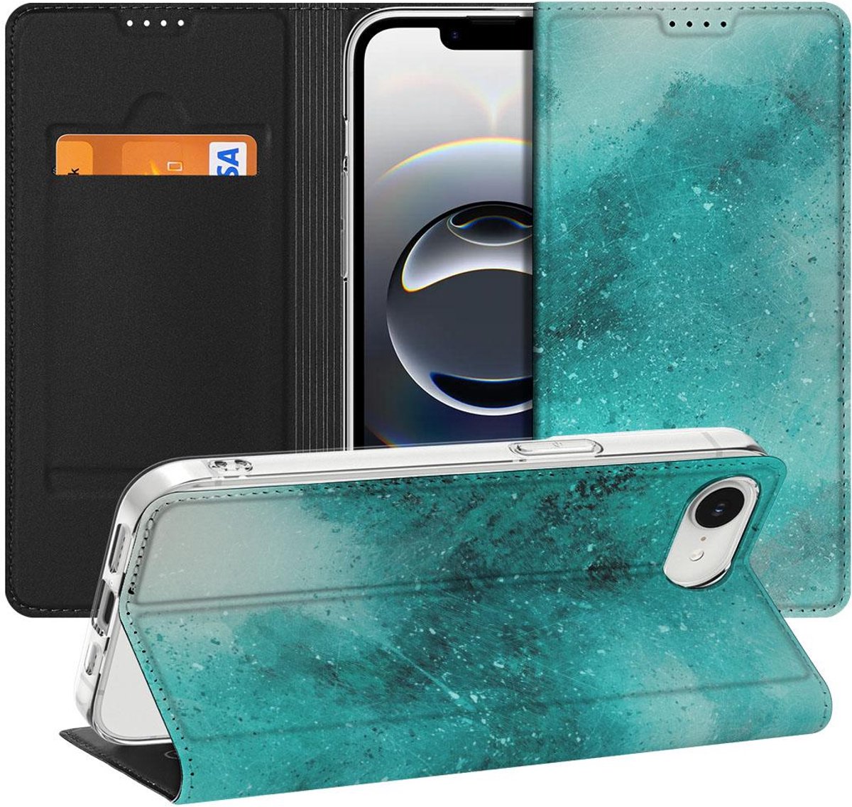 Bookcase voor Apple iPhone 16e/17e Painting Blue