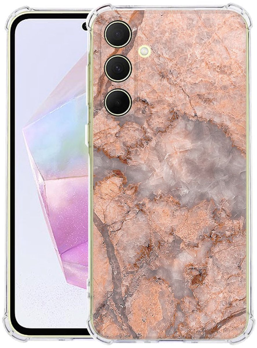 Samsung Galaxy A56 Hoesje - Marmer Oranje TPU Antishock