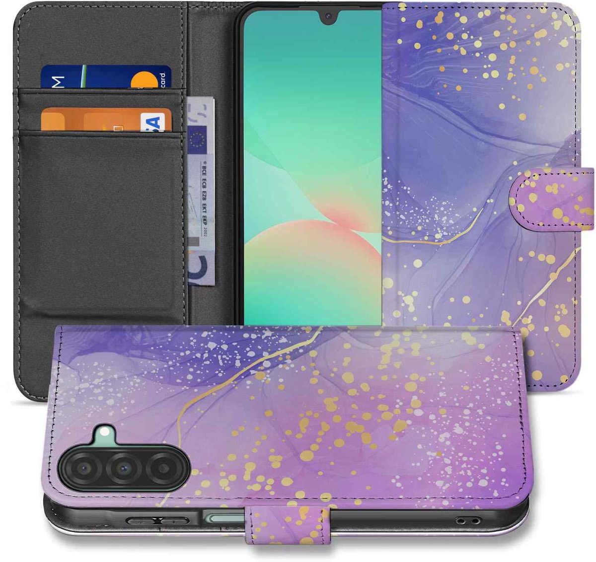 Samsung Galaxy A26 Watercolor Paars Book Case