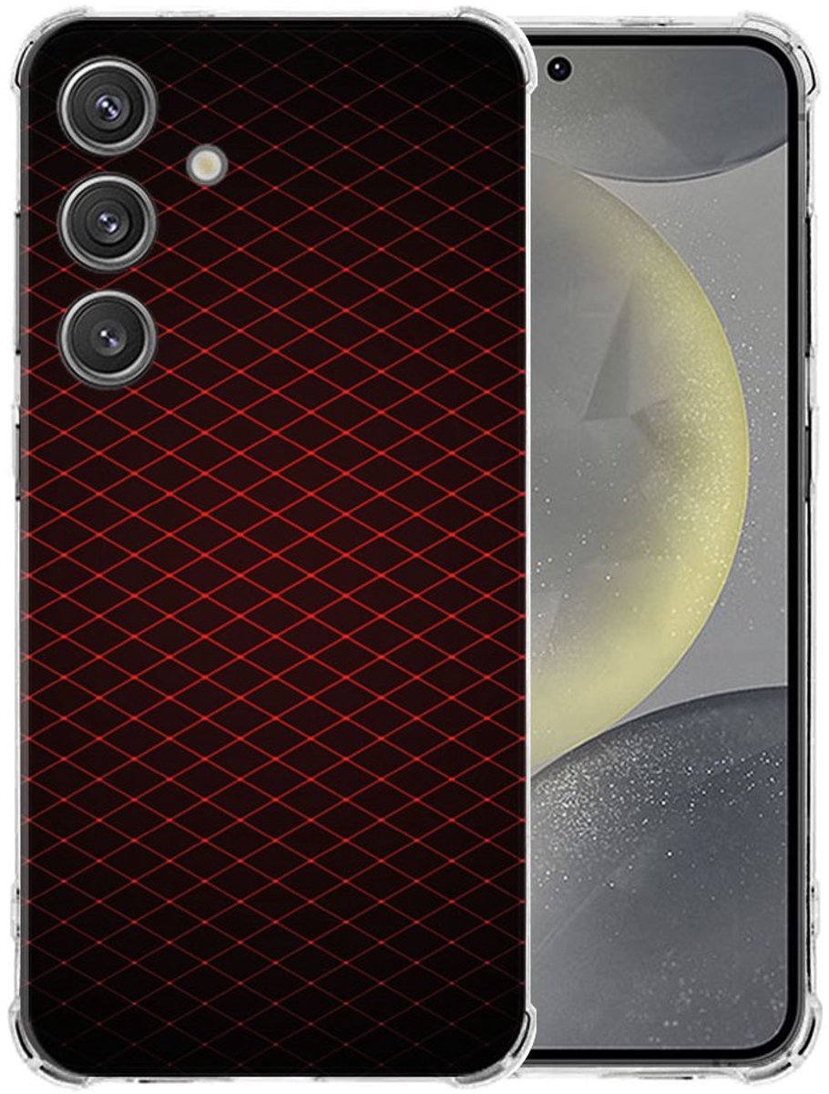 Samsung Galaxy S25 Hoesje - Geruit Rood TPU Antishock