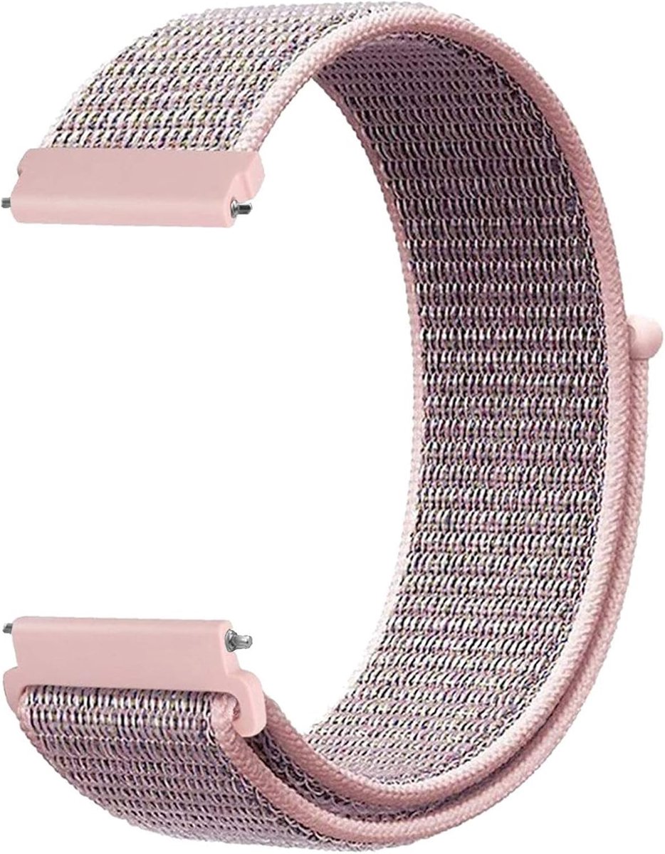 JeiibrZui Verstelbare Sportband - 22Mm Horlogeband Met Snelsluiting - Zacht Nylon Lichtgewicht Design - 1 Stuk - Voor Heren En Dames In Roze