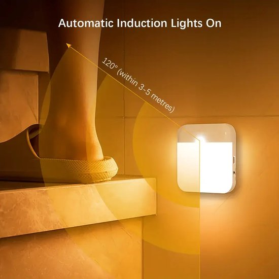 Bewegingssensor Nachtlamp - USB-C Oplaadbaar - Dag en Nacht Sensor - Warm Wit Licht — afbeelding 2