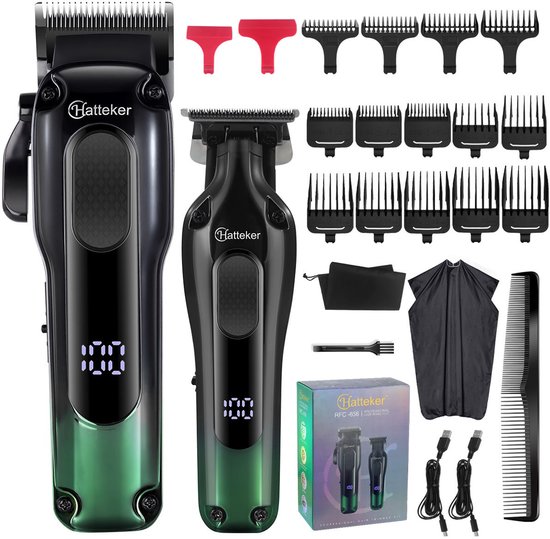 Hatteker Professionele Tondeuse - Draadloos Haarscheerapparaat met Baardtrimmer - Oplaadbare Set