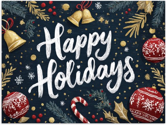 Poster 120x90 cm - Feestelijk - Kerstgroet - Kleurrijk - Posters - Kamer decoratie - Wanddecoratie woonkamer - Muurdecoratie slaapkamer - Kerstversiering - Kerstdecoratie voor binnen - Kerstmis