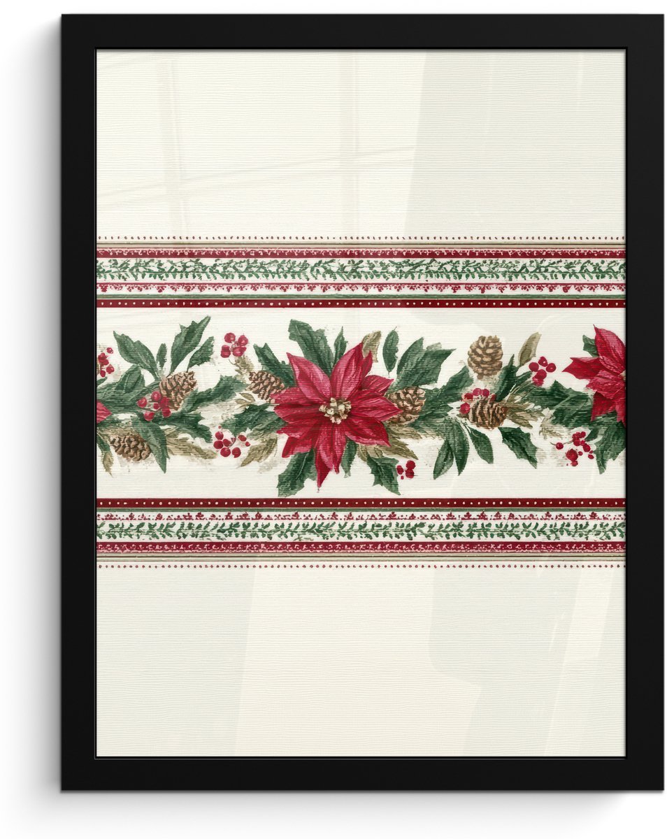 FrameYourWall Poster in lijst - Fotolijst 30x40 cm - Posters - Kerststrook - Pointia - Rood - Groen - Posterlijst zwart - Decoratie - Wanddecoratie woonkamer - Muurdecoratie slaapkamer - Kerstversiering - Kerstdecoratie voor binnen - Kerstmis
