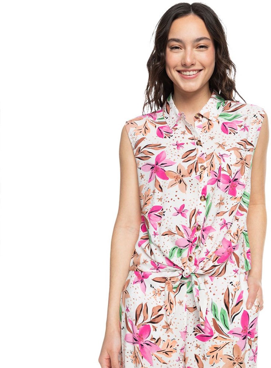 Roxy Tropical View Mouwloos Shirt Veelkleurig M Vrouw Wit