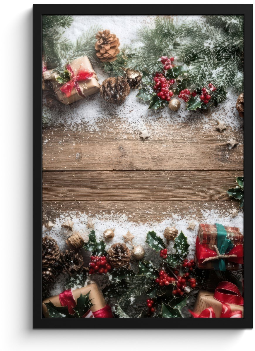 FrameYourWall Poster in lijst - Fotolijst 40x60 cm - Posters - Kerstdecoratie - Geschenken - Hout - Veelkleurig - Posterlijst zwart - Decoratie - Wanddecoratie woonkamer - Muurdecoratie slaapkamer - Kerstversiering - Kerstdecoratie voor binnen - Kerstmis