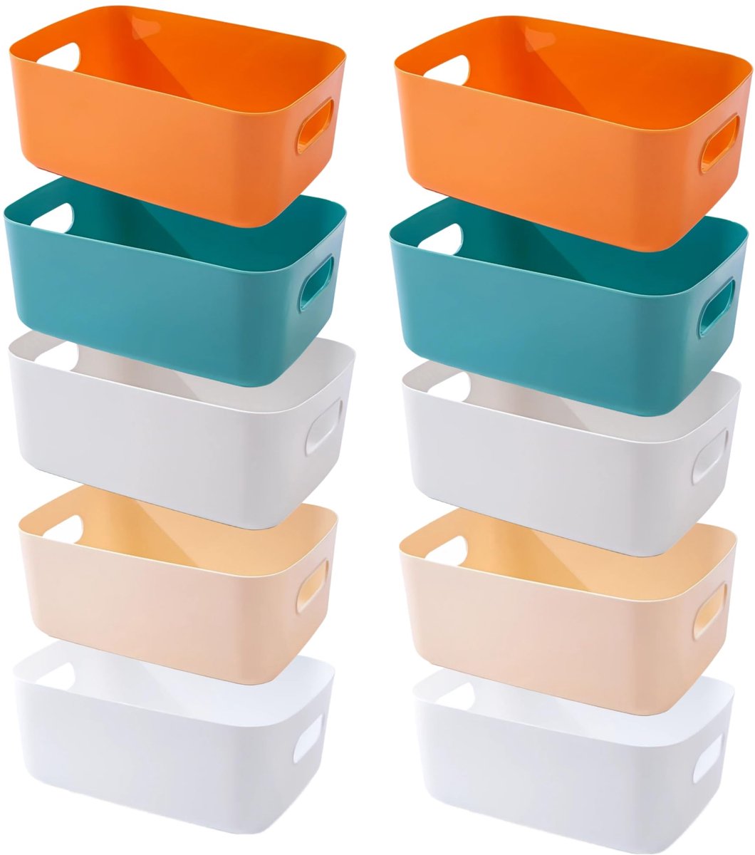 Ibenzoa® Set van 10 kleurrijke mini-opbergdozen met handgrepen voor diverse ruimtes