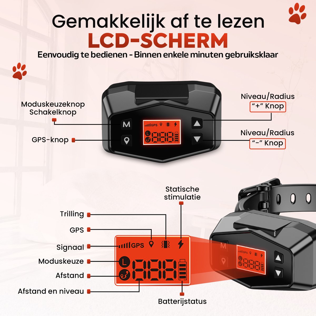 Honden Onzichtbare GPS omheiningssysteem - GPS Tracker Hond - GEEN Internet of Mobile -Trainingshalsband- trainingsset - vanaf 7KG - Opvoedingshalsband voor middelgrote & Grote Honden - Waterdicht - Oplaadbaar - Schok & Vibratie & Audio thumbnail 2