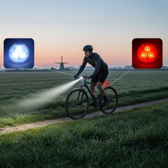 O.Leo - Fietsverlichting USB oplaadbaar - Spatwaterdicht - 4 lichtstanden - Voorlicht fiets & Achterlicht — afbeelding 4