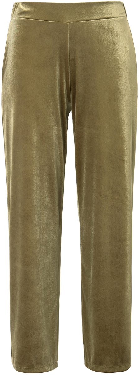 MIAMODA - Dames - Fluwelen broek wijde pijpen elastische tailleband - Donkergroen - Maat 56