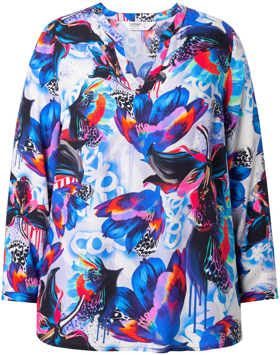 Angel of Style - Dames - Tuniek comfortabele pasvorm bloemenpatroon - Sneeuwwit - Maat 46