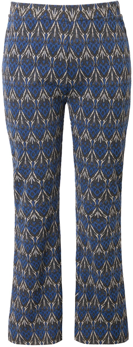 Studio Untold - Dames - Uitlopende broek flared pijpen jacquardmotief glitter - Donkerblauw - Maat 42
