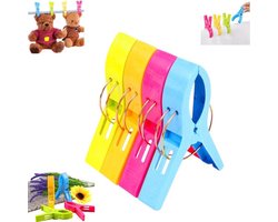 4 stuks - strandlaken knijpers - Grote knijpers - Plastic klemmen - Winddichte kledingklemmen - Grote klemmen - Kledingklemmen - Sterke droogrekklemmen - Quiltklemmen - Handdoekklemmen voor strandstoelen