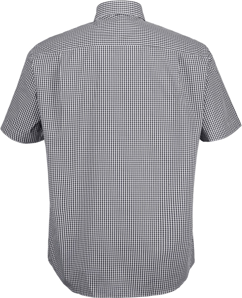 JP 1880 - Heren - overhemd korte mouwen vichy ruitje t/m 8XL comfort fit - Zwart - Maat XL