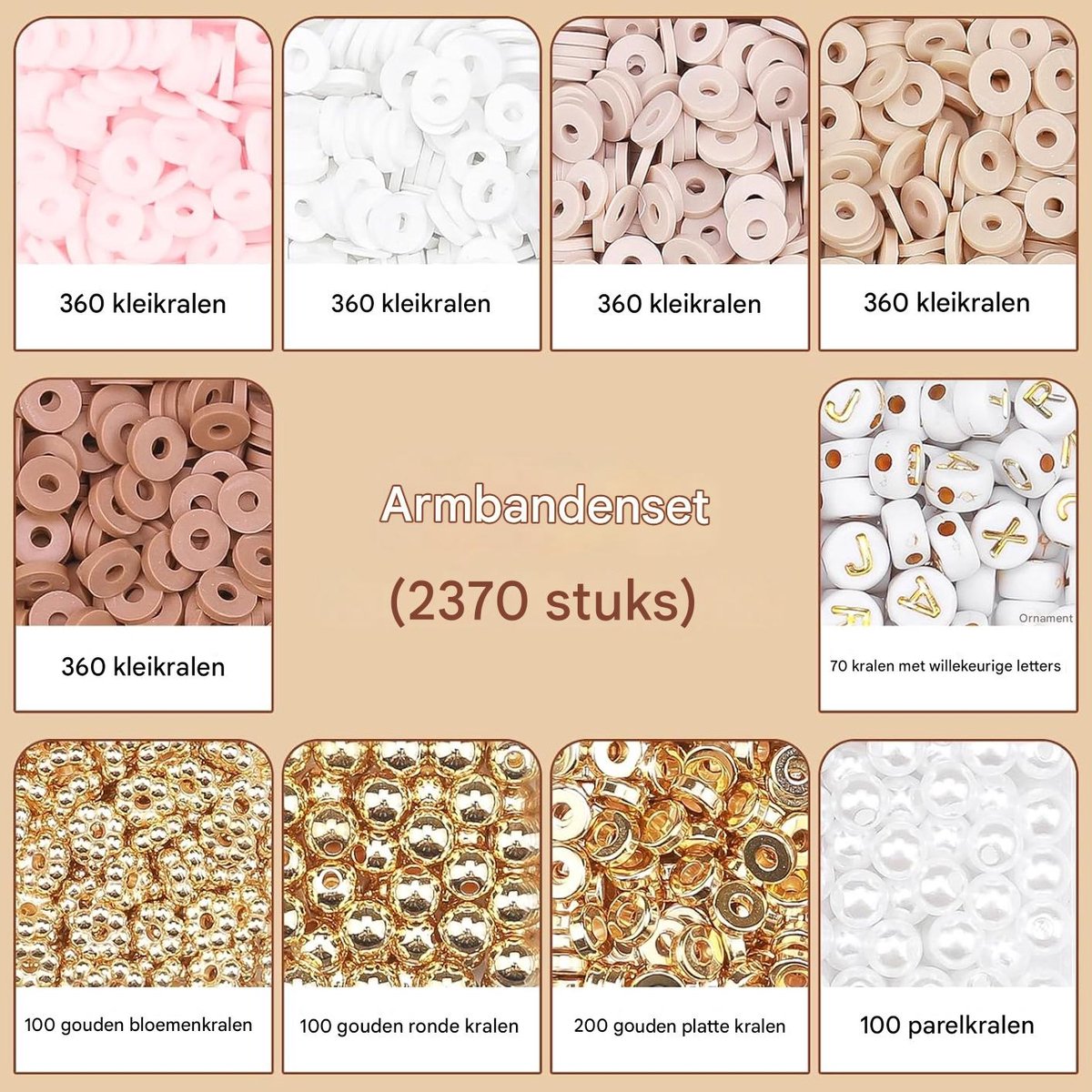 Vitdipy - Kralenset - 2370 delig - Polymeer Kralen Set - 7 kleuren - Platte Kralen - Bedels - Letterkralen - DIY Sieraden Maken - Armbandjes Maken — afbeelding 3