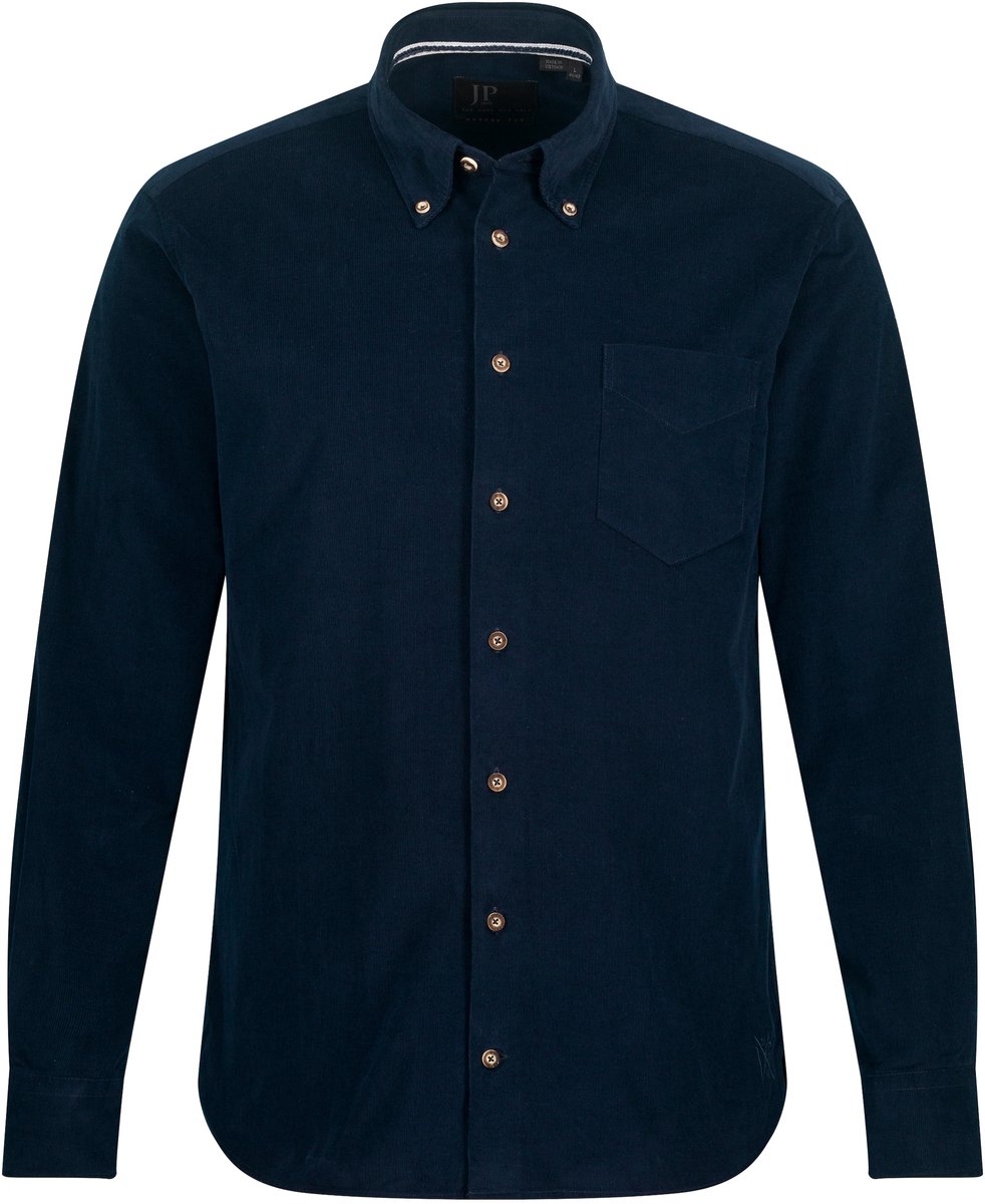 JP 1880 - Heren - corduroy overhemd lange mouwen buttondown kraag modern fit - Navy blauw - Maat XXL