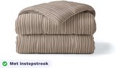 Zelesta Royalbed Brown Stripes 200x200 - Katoenen dekbed zonder overtrek - Met instopstrook - Wasbaar dekbed - Hoesloos dekbed - 2 in 1 Dekbed met vaste overtrek