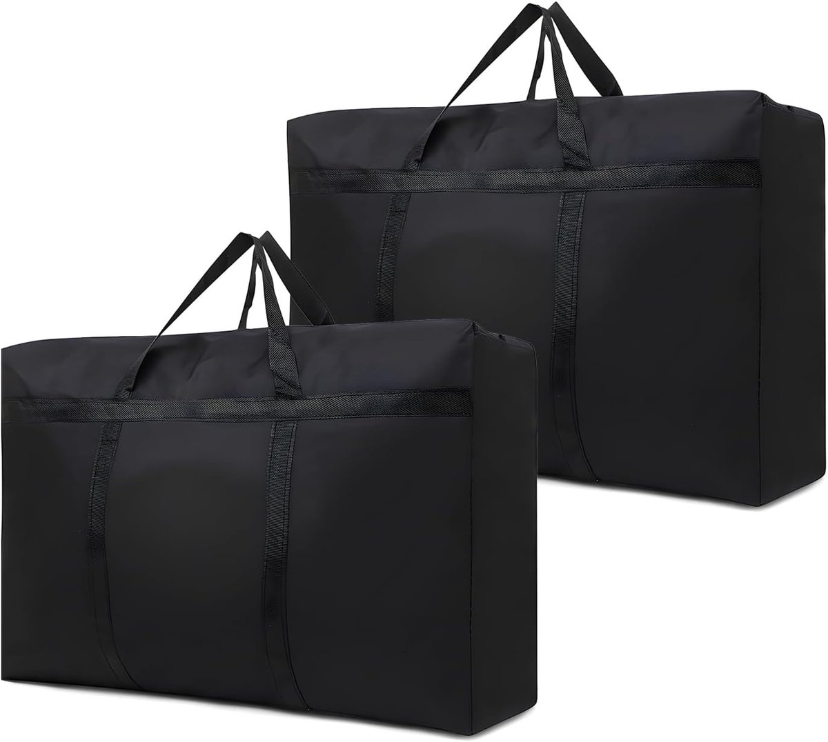 longziming -2 stuks Verhuiszakken van Versterkt Oxford Doek – Extra StevigOpbergtassen 75x48x28 cm – Grote Opvouwbare Reistassen met Ritssluiting voor Kleding, Dekens en Opslag – Zwart