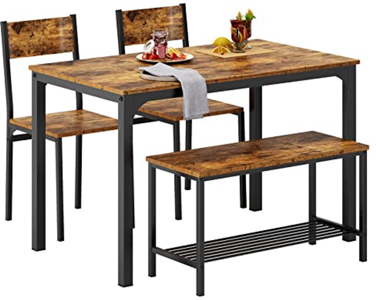 Eettafel en Stoel Set voor 4 Personen - Vintage Keuken en Eetkamer Meubels