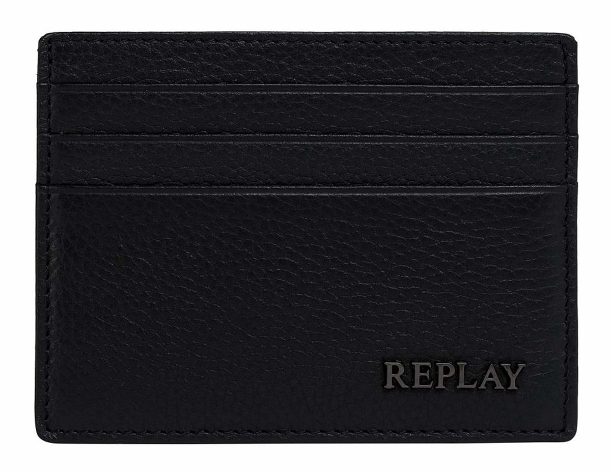 REPLAY Leren kaarthouder Credit Card Holder Black zwart