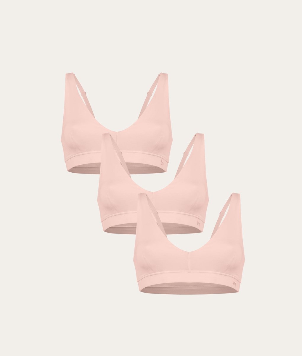 Undiemeister Bralette Dames 3-Pack Platte Naden Tencel Beha - Blush Dusk (Lichtroze) - Maat M