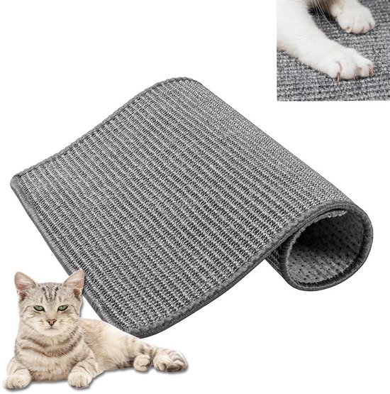 Foto: 30x40cm kattenkrabmat natuurlijke sisal kattenmat platte kattenkrabmat gemakkelijk schoon te maken beschermt meubels en banken biedt comfortabel rust geschikt voor banken stoelen en meubels grijs