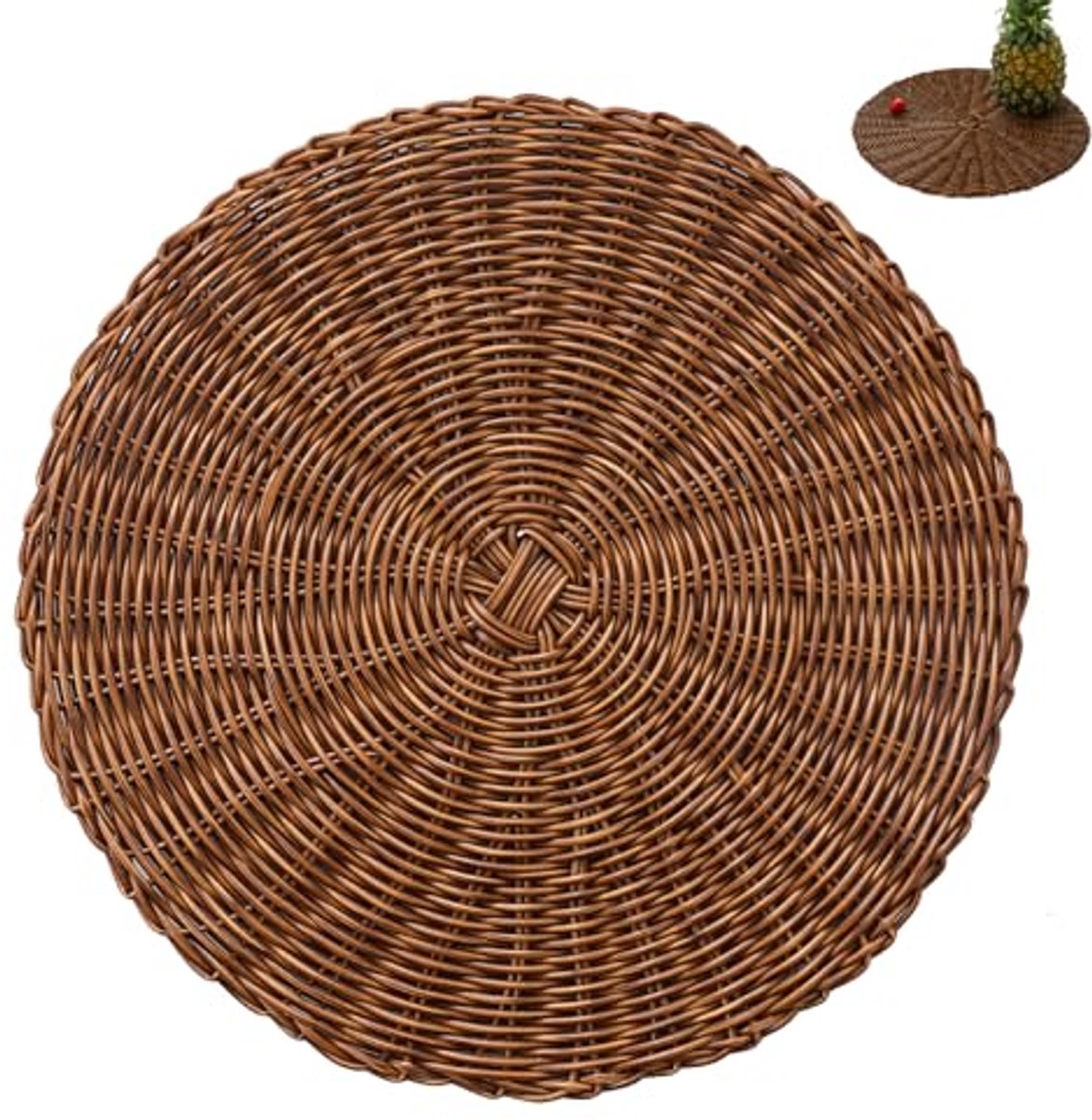 Ronde Warmte-Isolerende Placemats - 2 Stuks in Bruin voor Diner en Tafeldecoratie