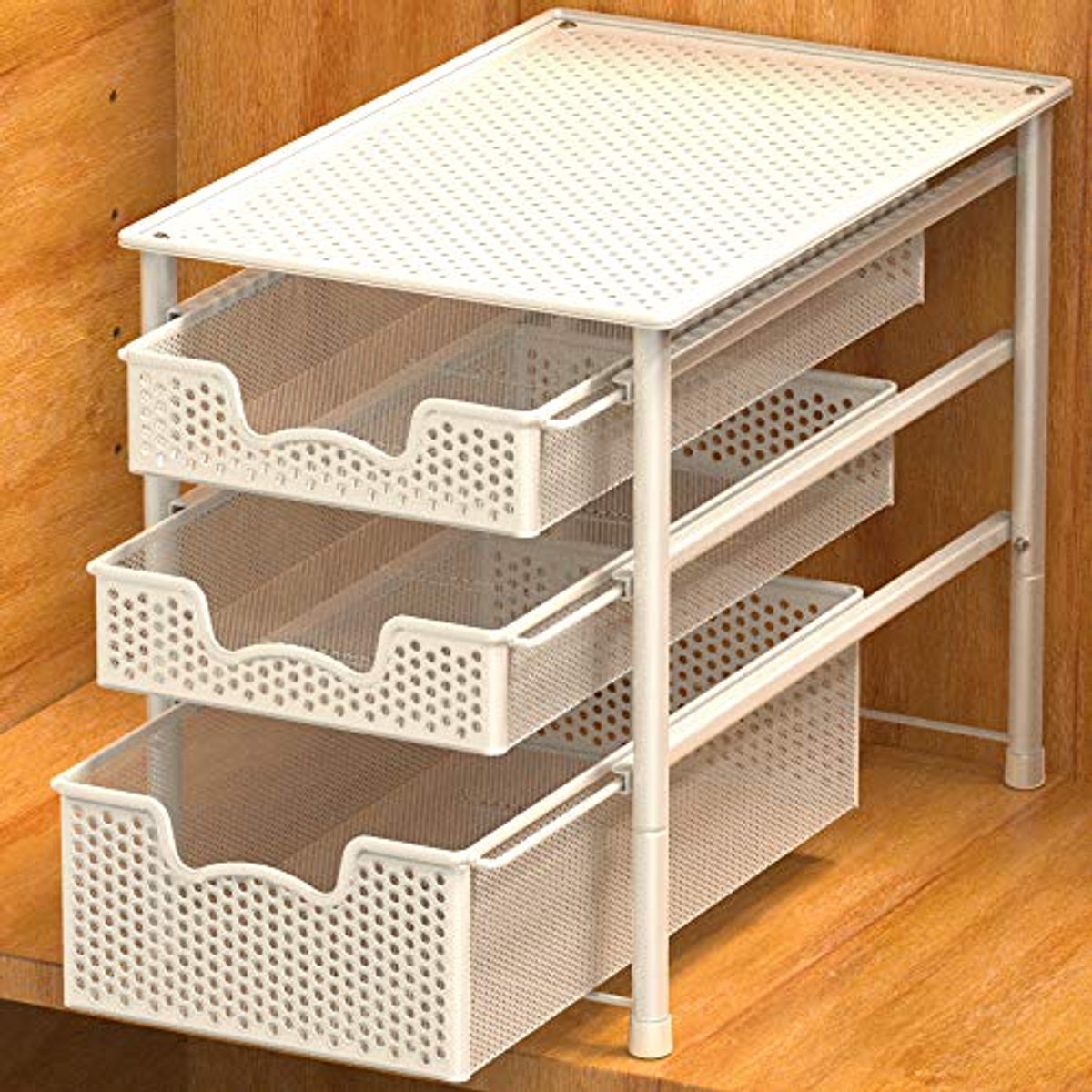Stapelbare 3 Laags Schuif Mand Organizer - Wit