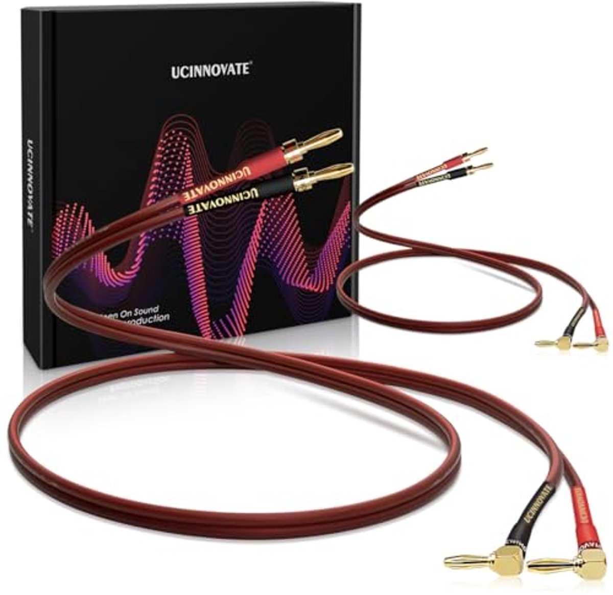 14 AWG Hifi Speaker Kabel met Vergulde Banaan Stekkers - 2x 3m L Type Audio Kabel