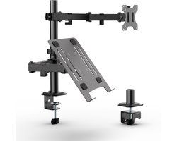 VanDijck Monitor Arm Laptop - 2 Schermen - 13-32 Inch - Verstelbaar - Zwart