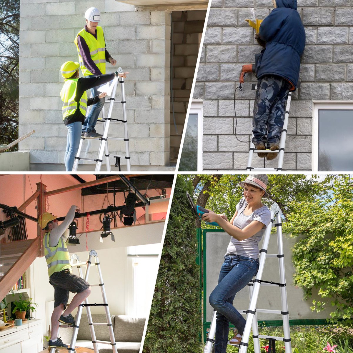 Telescopische ladder 5 m, vouwladder, uittrekbare, antislip aluminium staande ladder, multifunctioneel, 150 kg belastbaarheid – foto 7