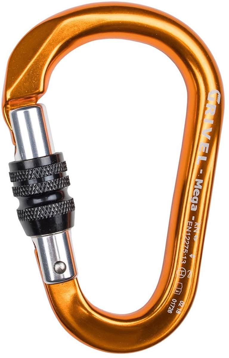 Grivel Mega K6n Screw Lock Karabijnhaak Rood,Goud